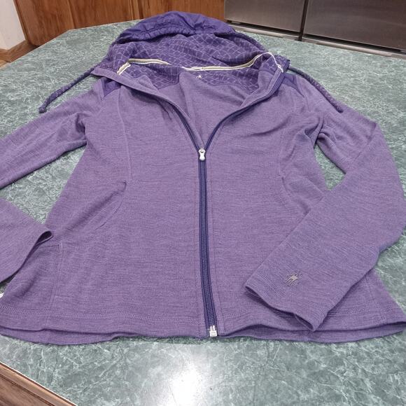 Smartwool Hoodie Womens Medium Purple Merino Wool Full Zip Lightweight Outdoor - Picture 1 of 14